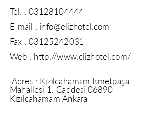 Eliz Hotel Convention Center Thermal Spa & Wellness iletiim bilgileri